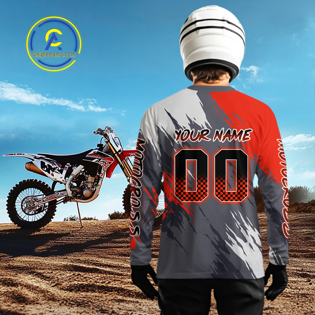 Red and Grey Custom Motocross Jersey Dirt Bike Shirts Motorcycle Shirt
