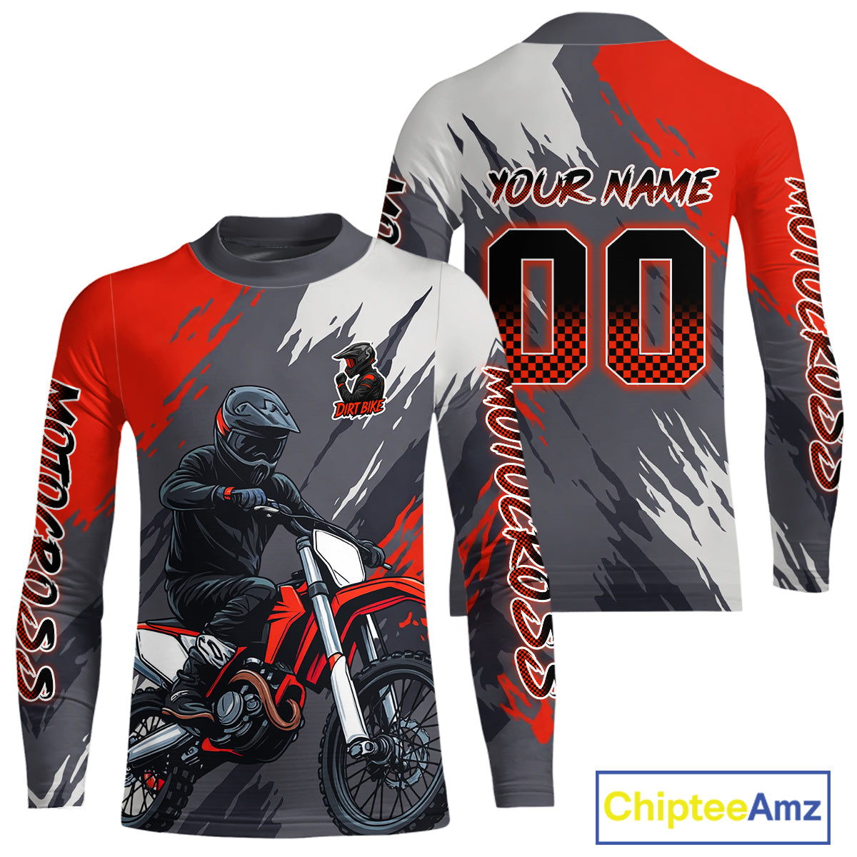 Red and Grey Custom Motocross Jersey Dirt Bike Shirts Motorcycle Shirt
