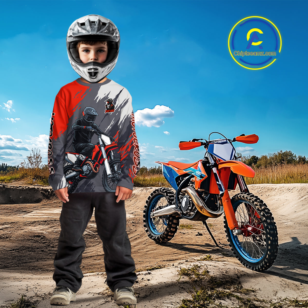 Red and Grey Custom Motocross Jersey Dirt Bike Shirts Motorcycle Shirt