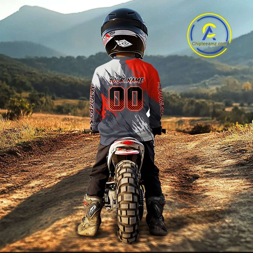 Red and Grey Custom Motocross Jersey Dirt Bike Shirts Motorcycle Shirt