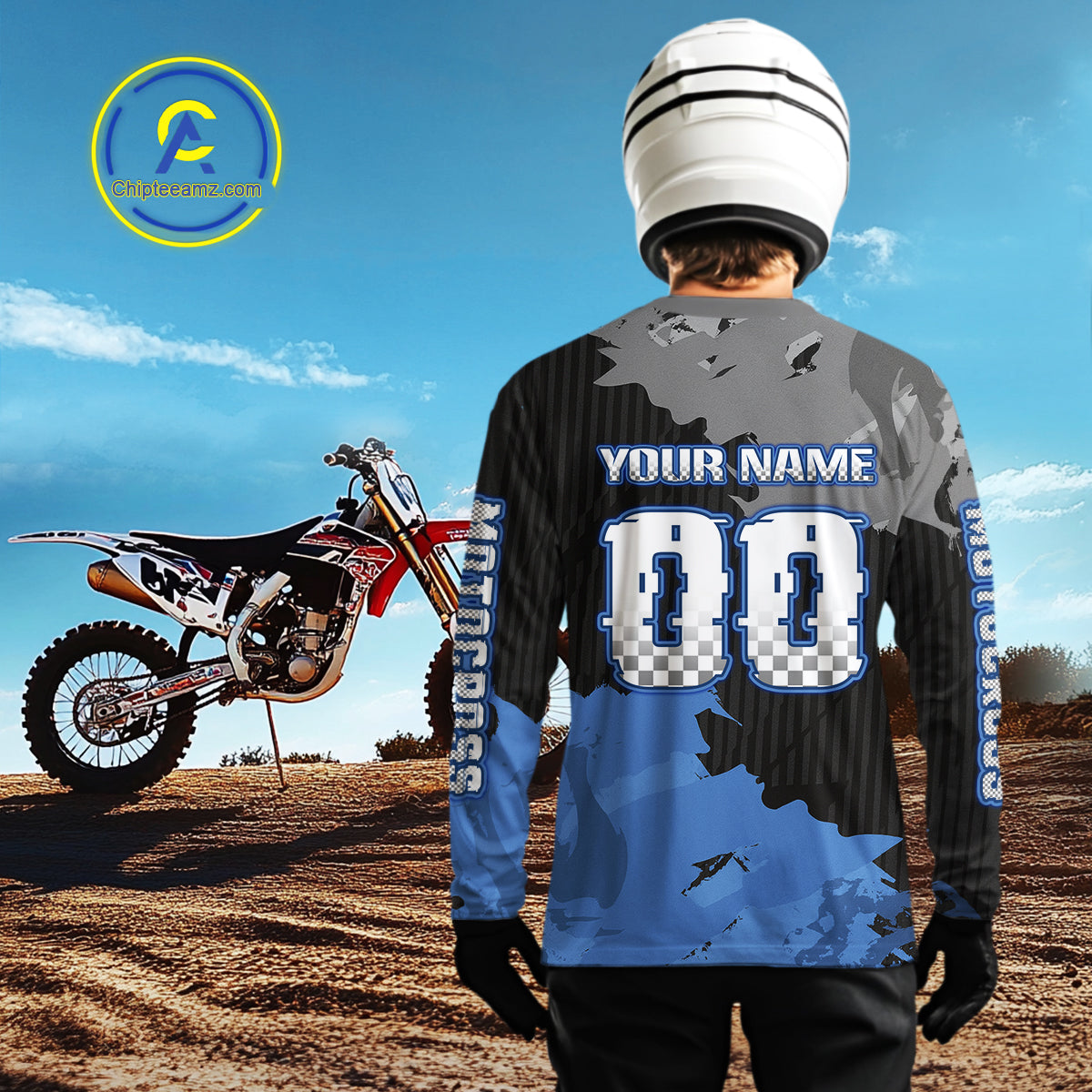 Blue Custom Motocross Racing Jersey Dirt Bike Shirts Moto Shirt