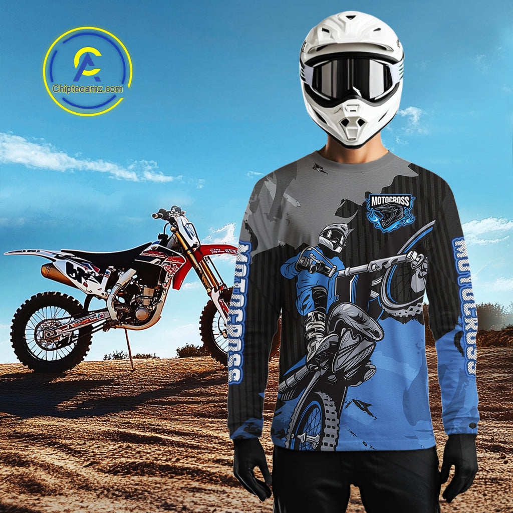 Blue Custom Motocross Racing Jersey Dirt Bike Shirts Moto Shirt
