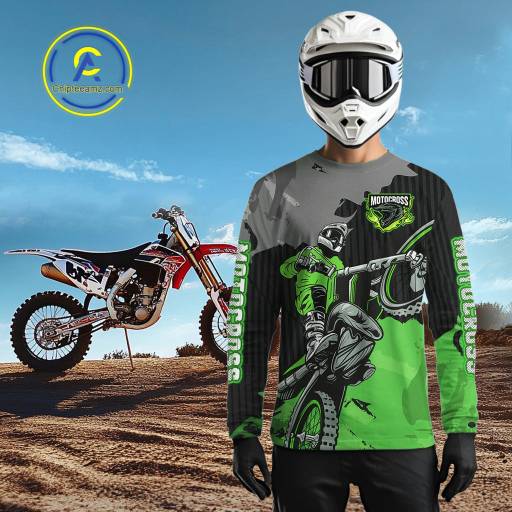 Green Custom Motocross Racing Jersey Dirt Bike Shirts Moto Shirt