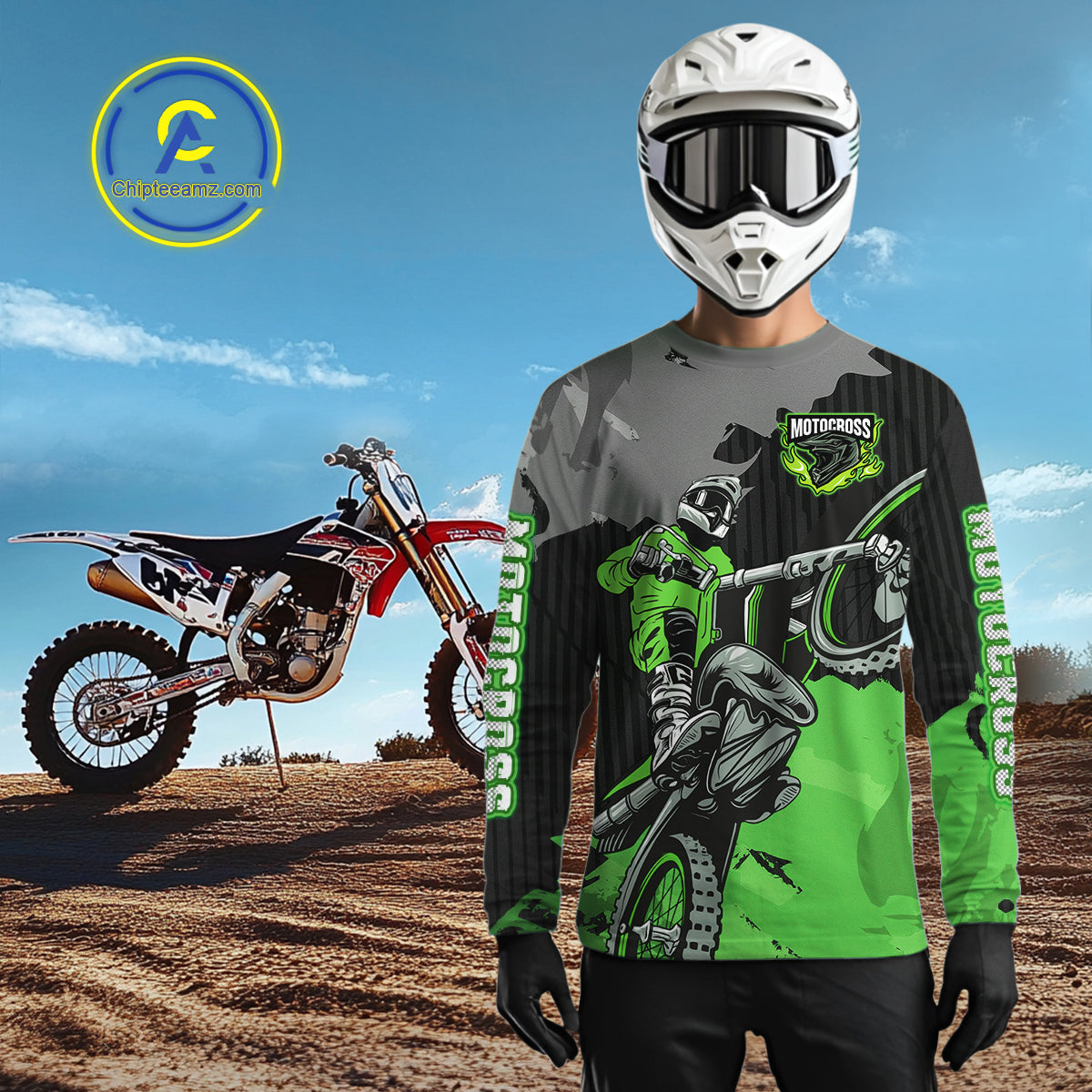 Green Custom Motocross Racing Jersey Dirt Bike Shirts Moto Shirt
