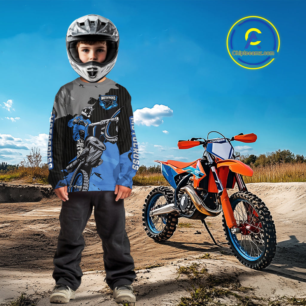 Blue Custom Motocross Racing Jersey Dirt Bike Shirts Moto Shirt