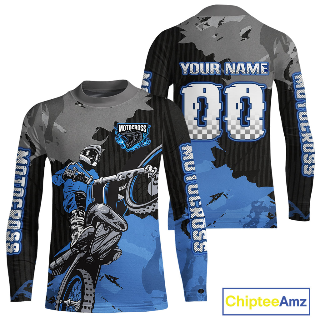 Blue Custom Motocross Racing Jersey Dirt Bike Shirts Moto Shirt
