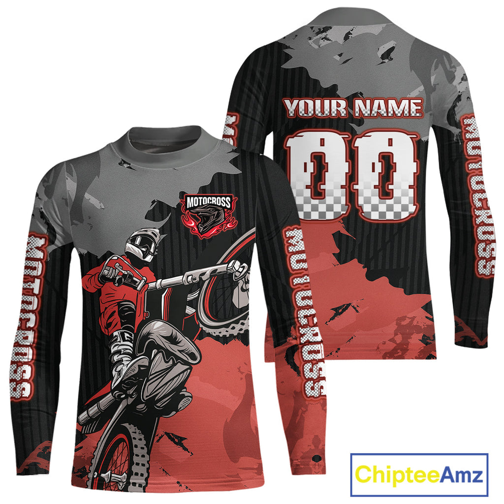 Red Custom Motocross Racing Jersey Dirt Bike Shirts Moto Shirt