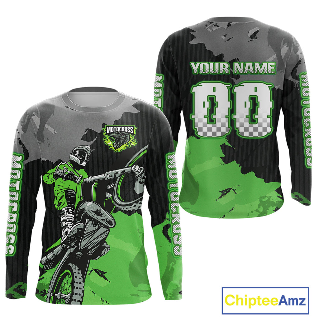 Green Custom Motocross Racing Jersey Dirt Bike Shirts Moto Shirt