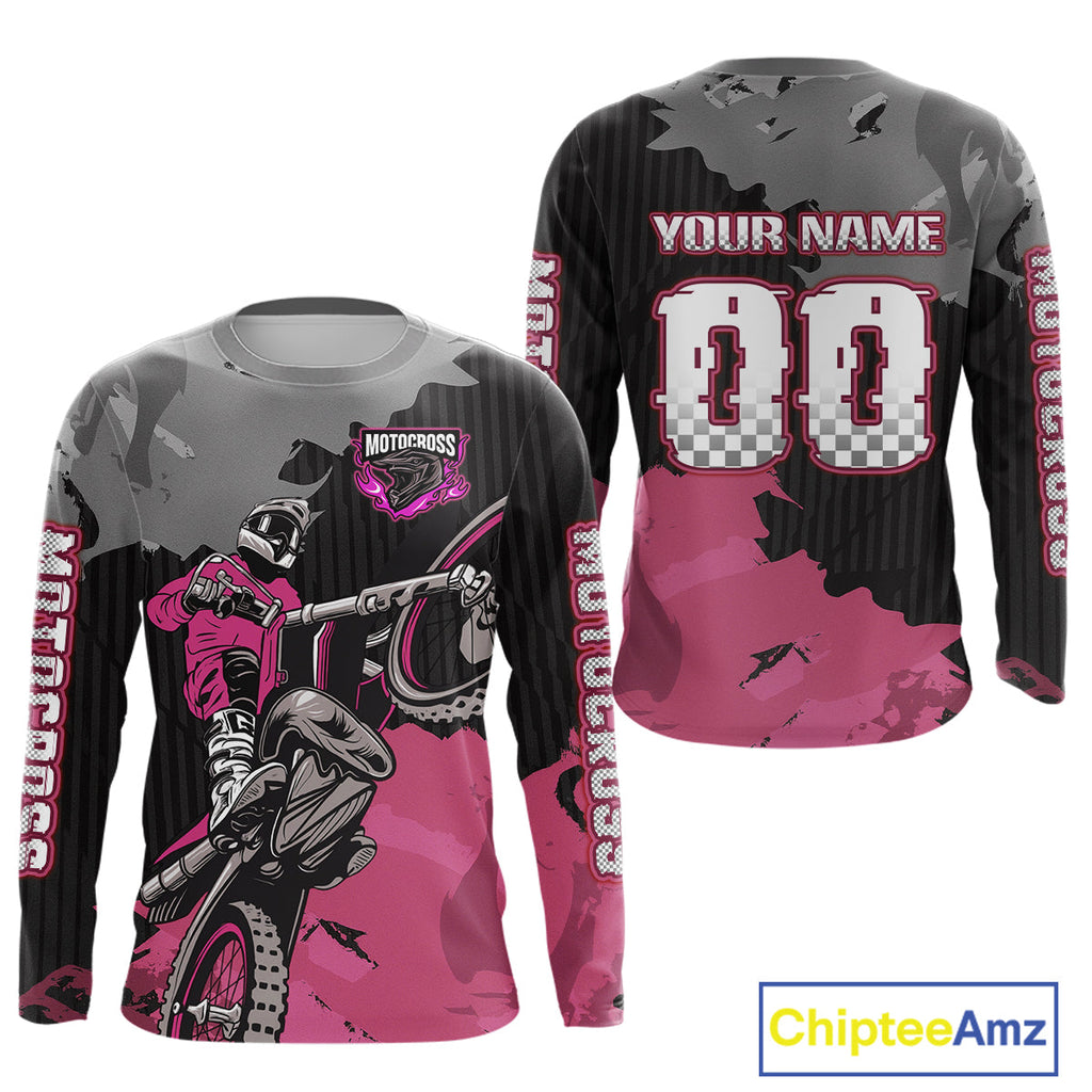Pink Custom Motocross Racing Jersey Dirt Bike Shirts Moto Shirt