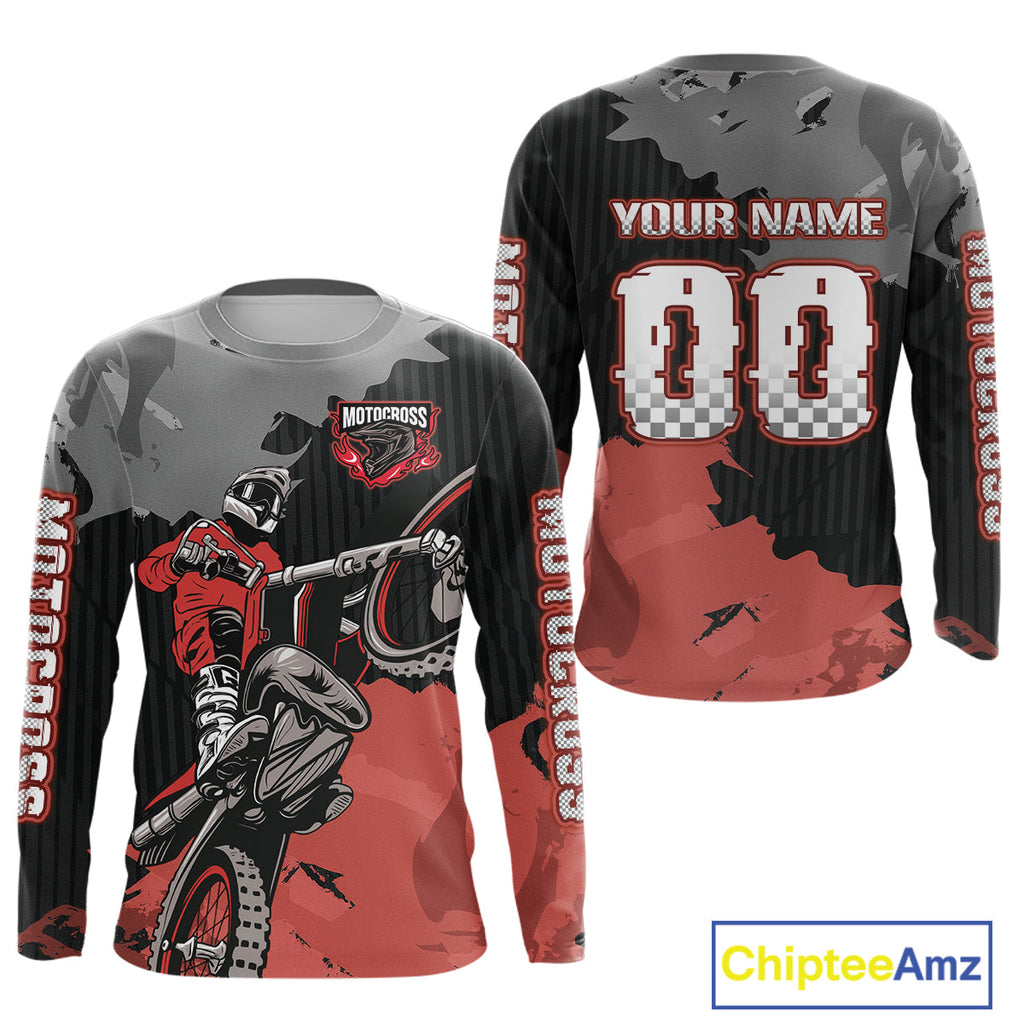 Red Custom Motocross Racing Jersey Dirt Bike Shirts Moto Shirt