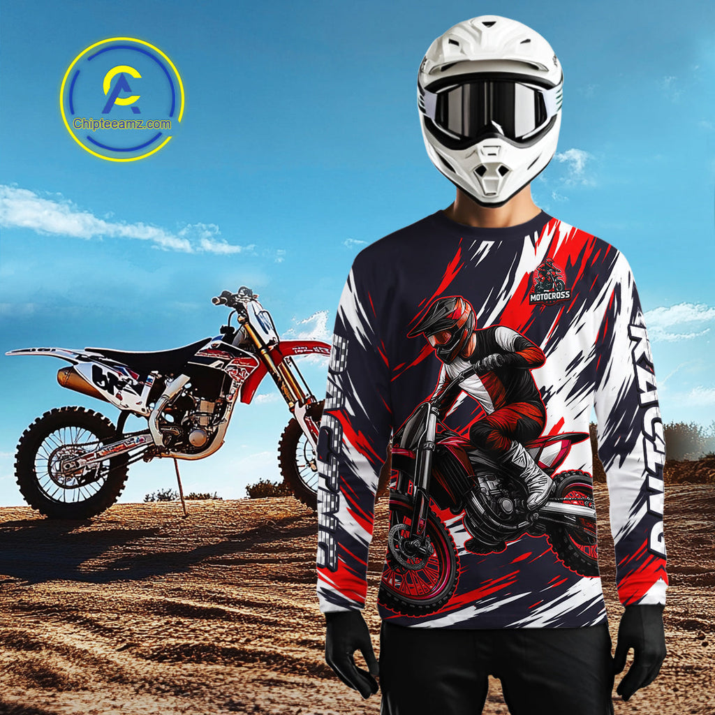 Custom Motocross Jersey Dirt Bike Jersey Red&Black Riding Shirt