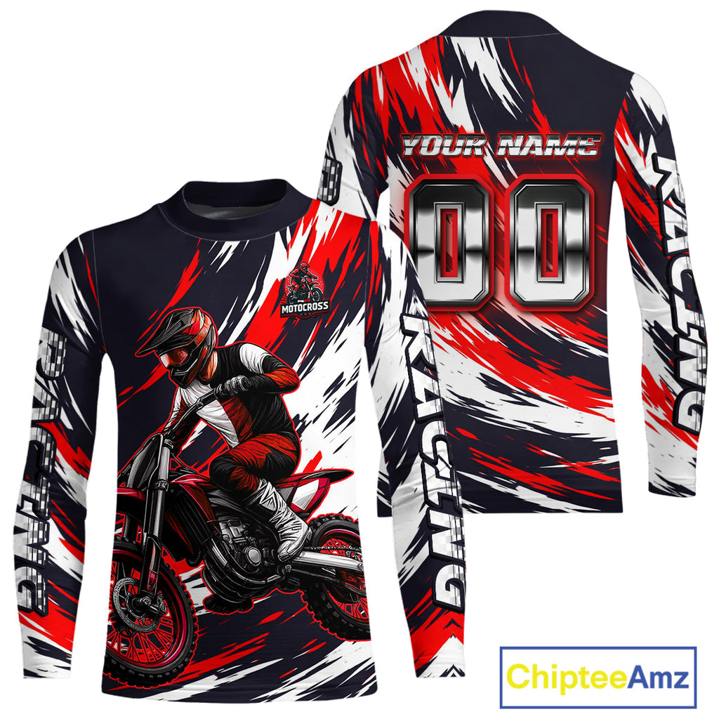 Custom Motocross Jersey Dirt Bike Jersey Red&Black Riding Shirt