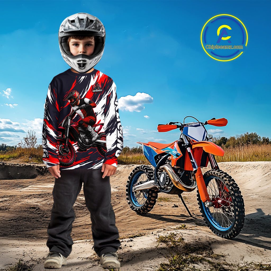 Custom Motocross Jersey Dirt Bike Jersey Red&Black Riding Shirt