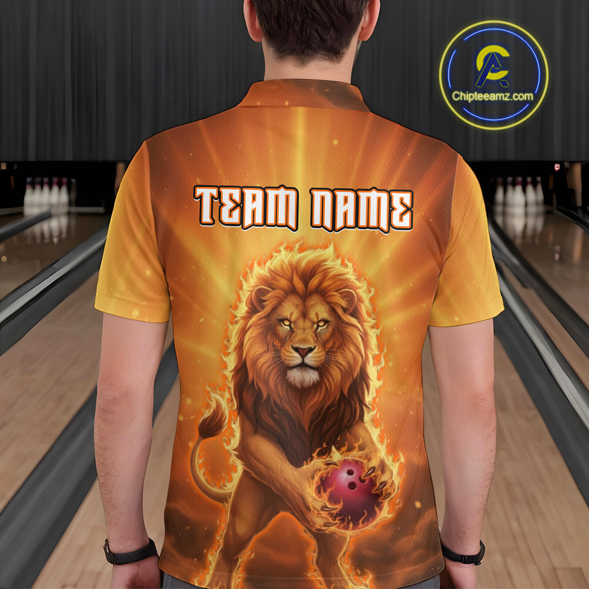 Lion Bowling Shirts for Team Custom Bowling Jersey Bowl Polo&1/4 Zip
