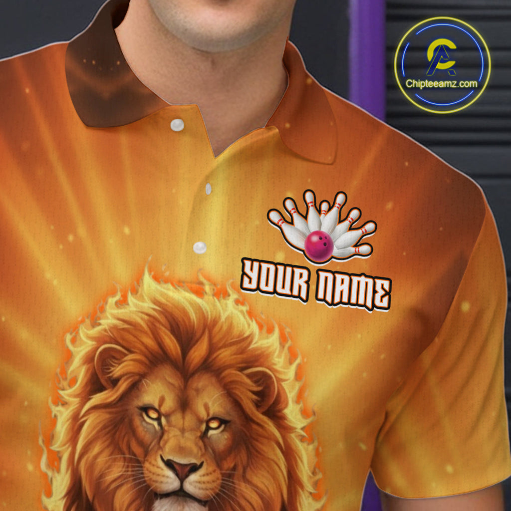 Lion Bowling Shirts for Team Custom Bowling Jersey Bowl Polo&1/4 Zip