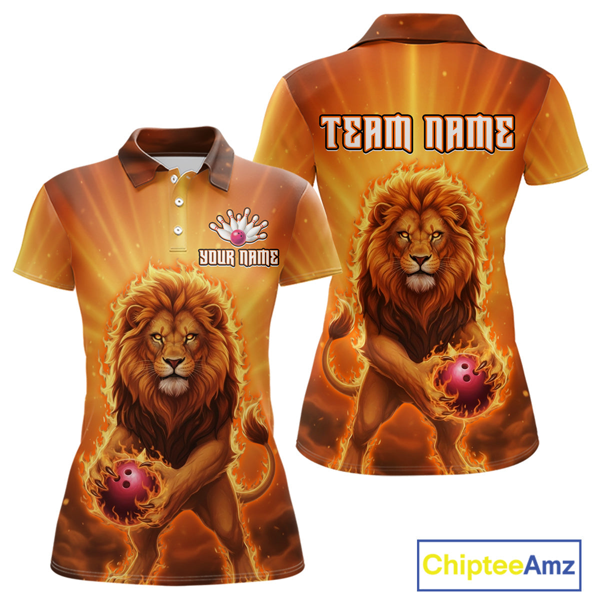 Lion Bowling Shirts for Team Custom Bowling Jersey Bowl Polo&1/4 Zip