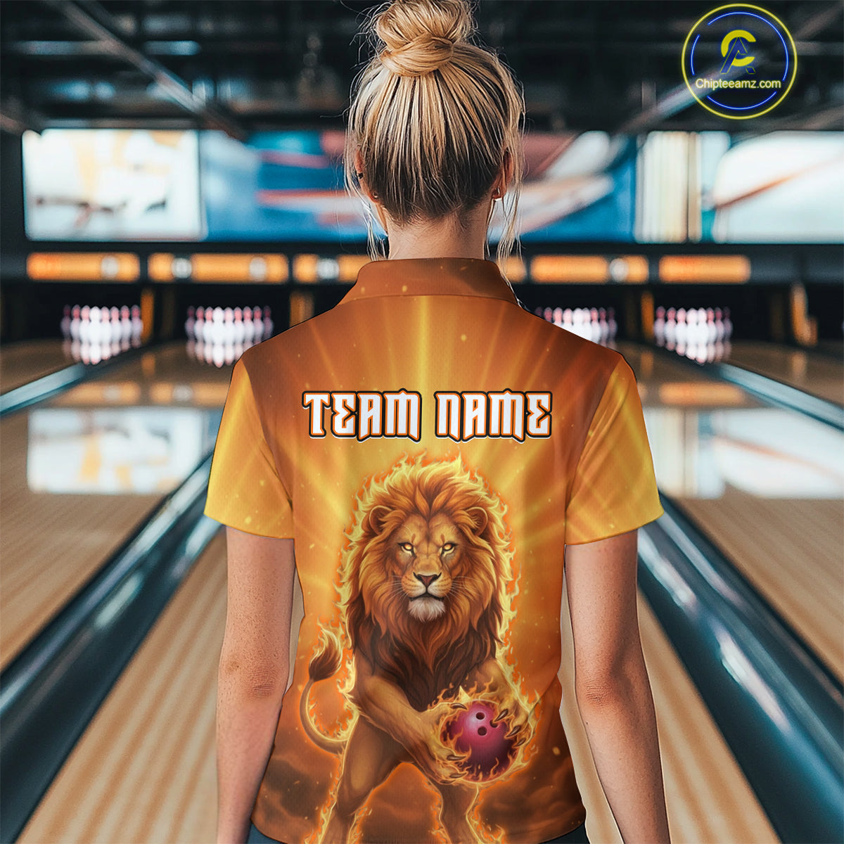 Lion Bowling Shirts for Team Custom Bowling Jersey Bowl Polo&1/4 Zip