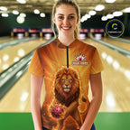 Lion Bowling Shirts for Team Custom Bowling Jersey Bowl Polo&1/4 Zip
