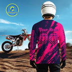 Blue and Pink Motocross Jersey Dirt Bike Jersey Motorcycle Riding Shirt