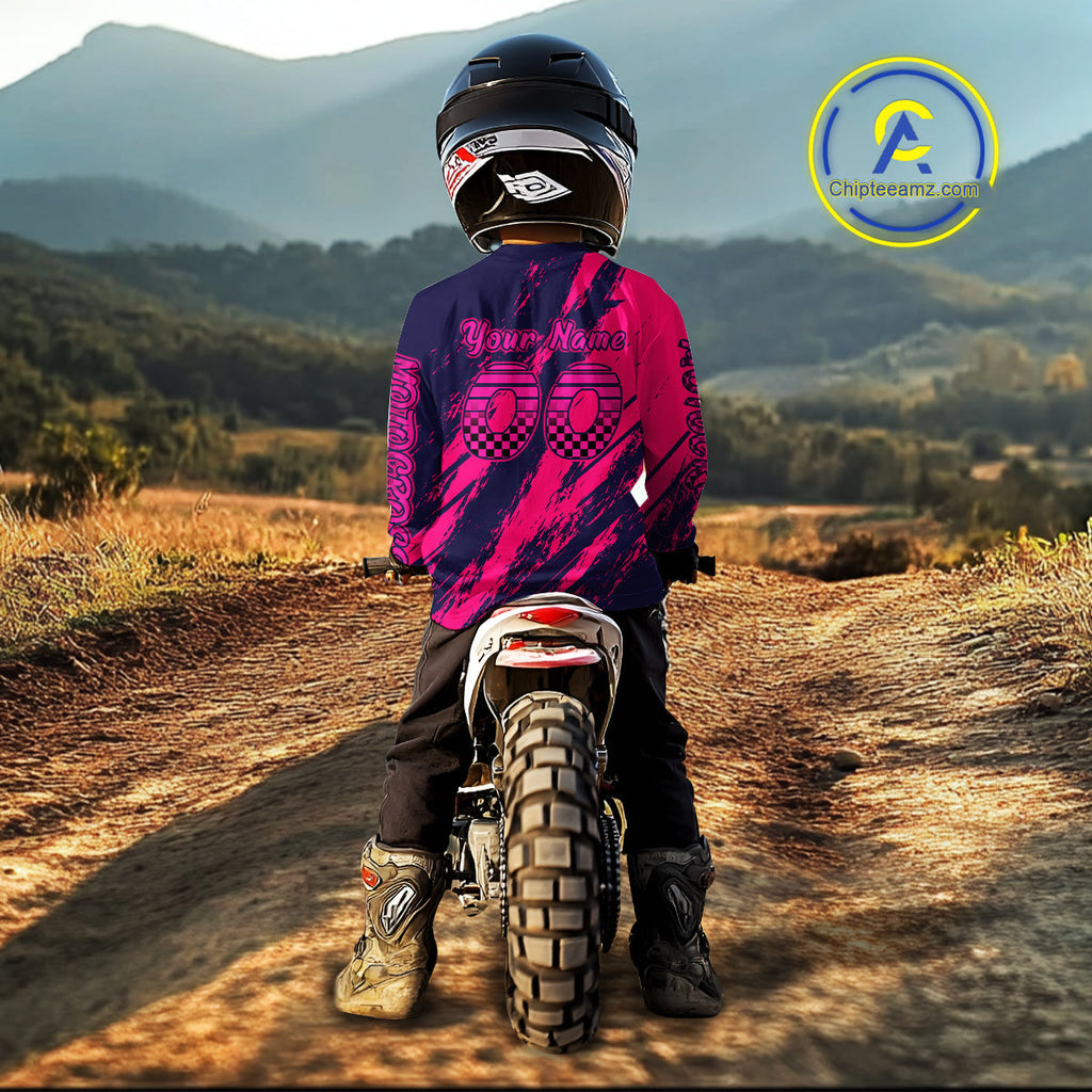 Blue and Pink Motocross Jersey Dirt Bike Jersey Motorcycle Riding Shirt