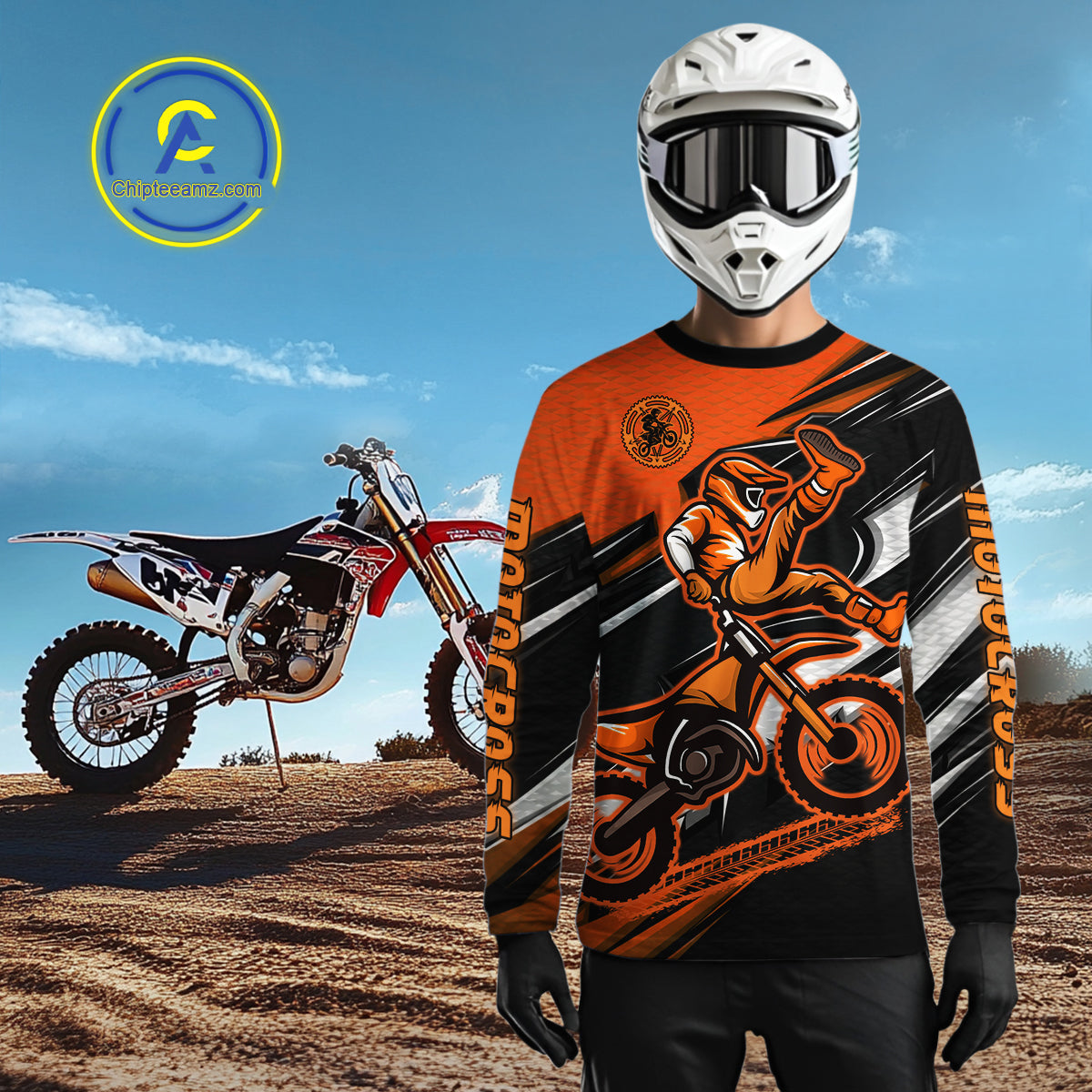 Custom Orange Motocross Jersey Dirt Bike Jersey Motorcycle Riding Shirt