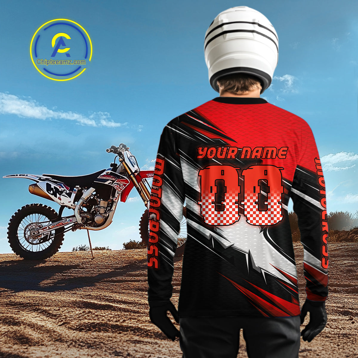 Custom Red Motocross Jersey Dirt Bike Jersey Motorcycle Riding Shirt