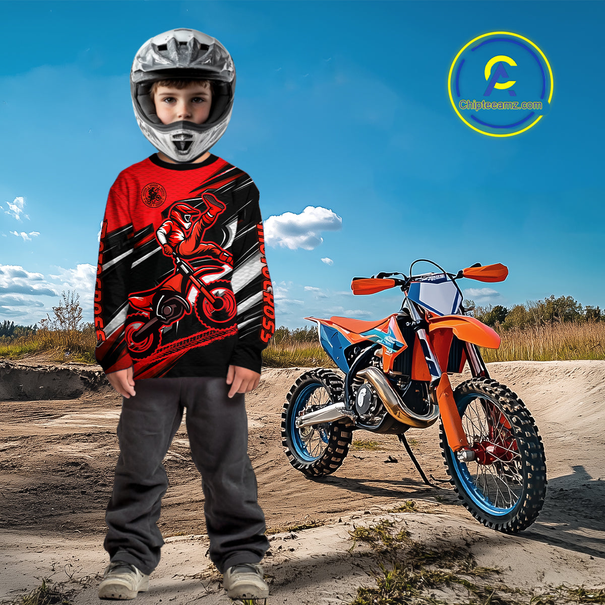 Custom Red Motocross Jersey Dirt Bike Jersey Motorcycle Riding Shirt