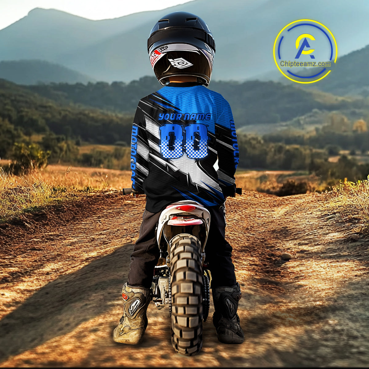 Custom Blue Motocross Jersey Dirt Bike Jersey Motorcycle Riding Shirt