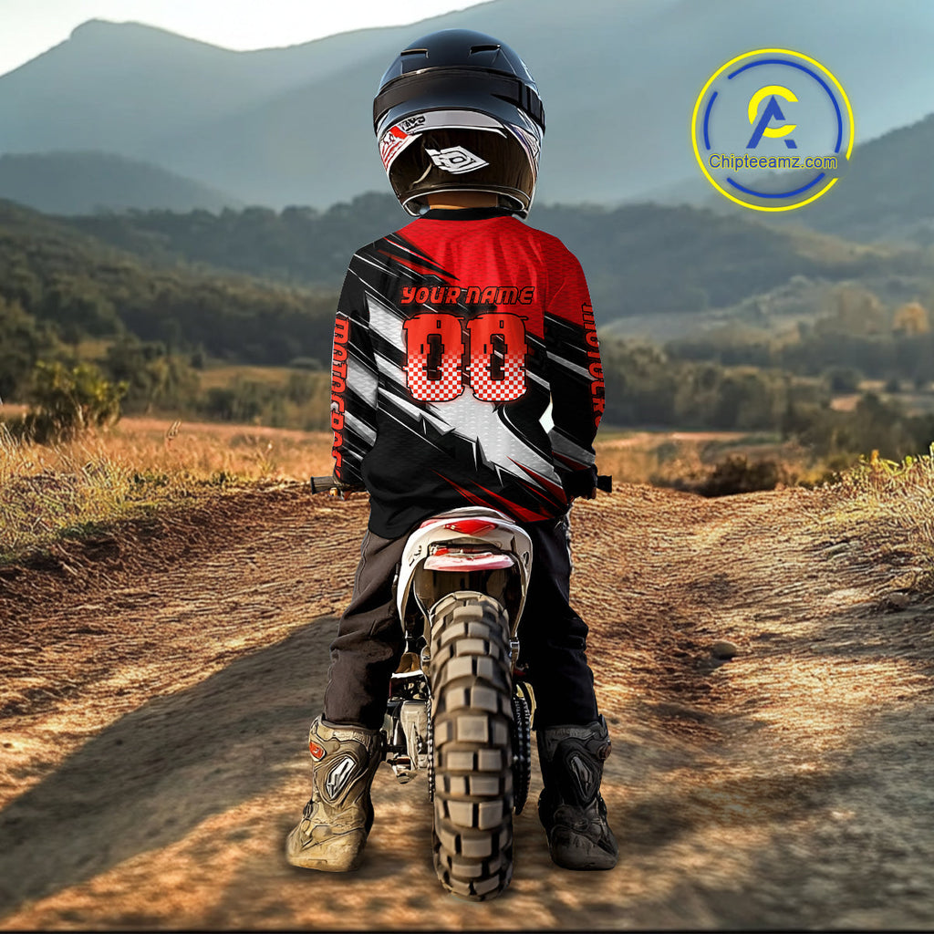 Custom Red Motocross Jersey Dirt Bike Jersey Motorcycle Riding Shirt