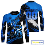 Custom Blue Motocross Jersey Dirt Bike Jersey Motorcycle Riding Shirt