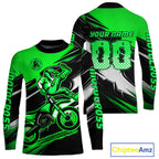 Custom Green Motocross Jersey Dirt Bike Jersey Motorcycle Riding Shirt