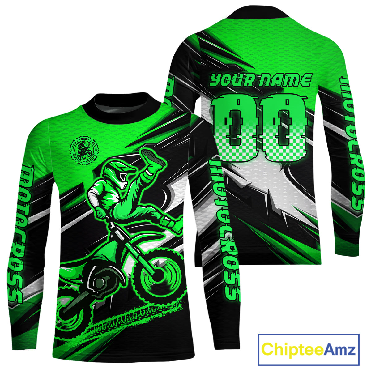 Custom Green Motocross Jersey Dirt Bike Jersey Motorcycle Riding Shirt