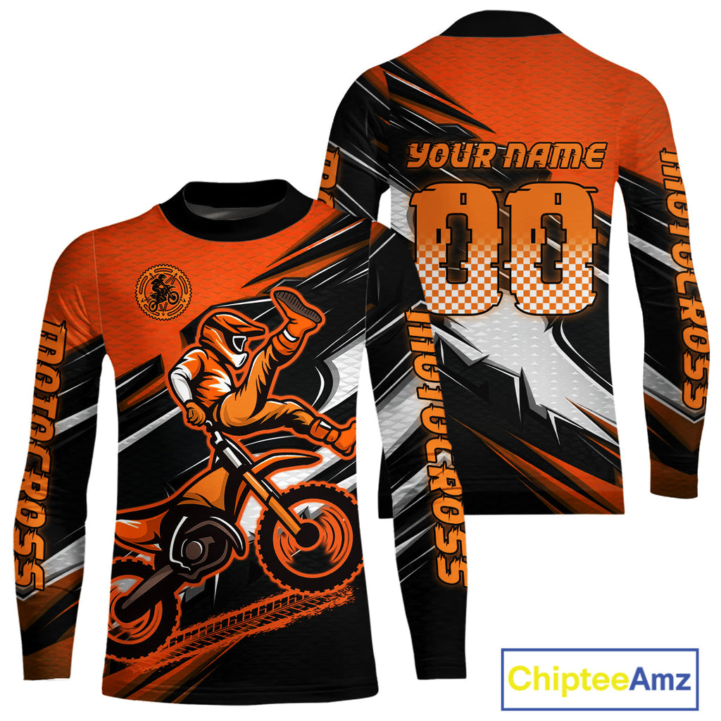 Custom Orange Motocross Jersey Dirt Bike Jersey Motorcycle Riding Shirt