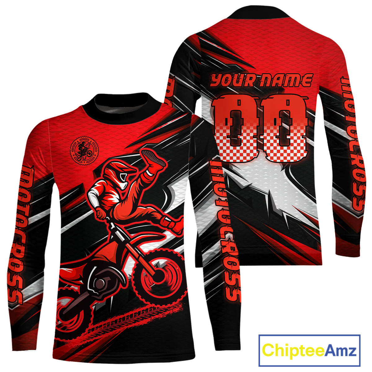 Custom Red Motocross Jersey Dirt Bike Jersey Motorcycle Riding Shirt