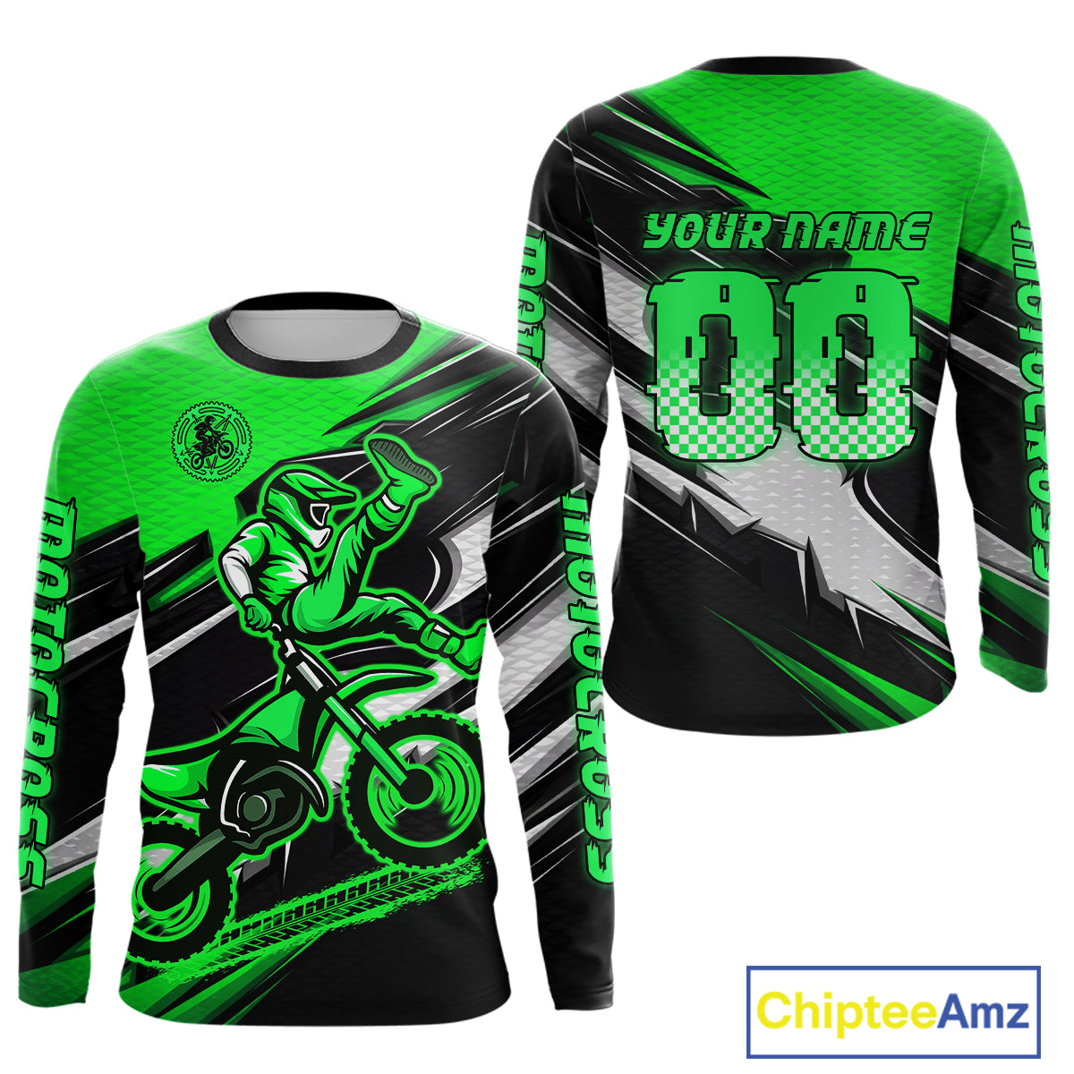 Custom Green Motocross Jersey Dirt Bike Jersey Motorcycle Riding Shirt