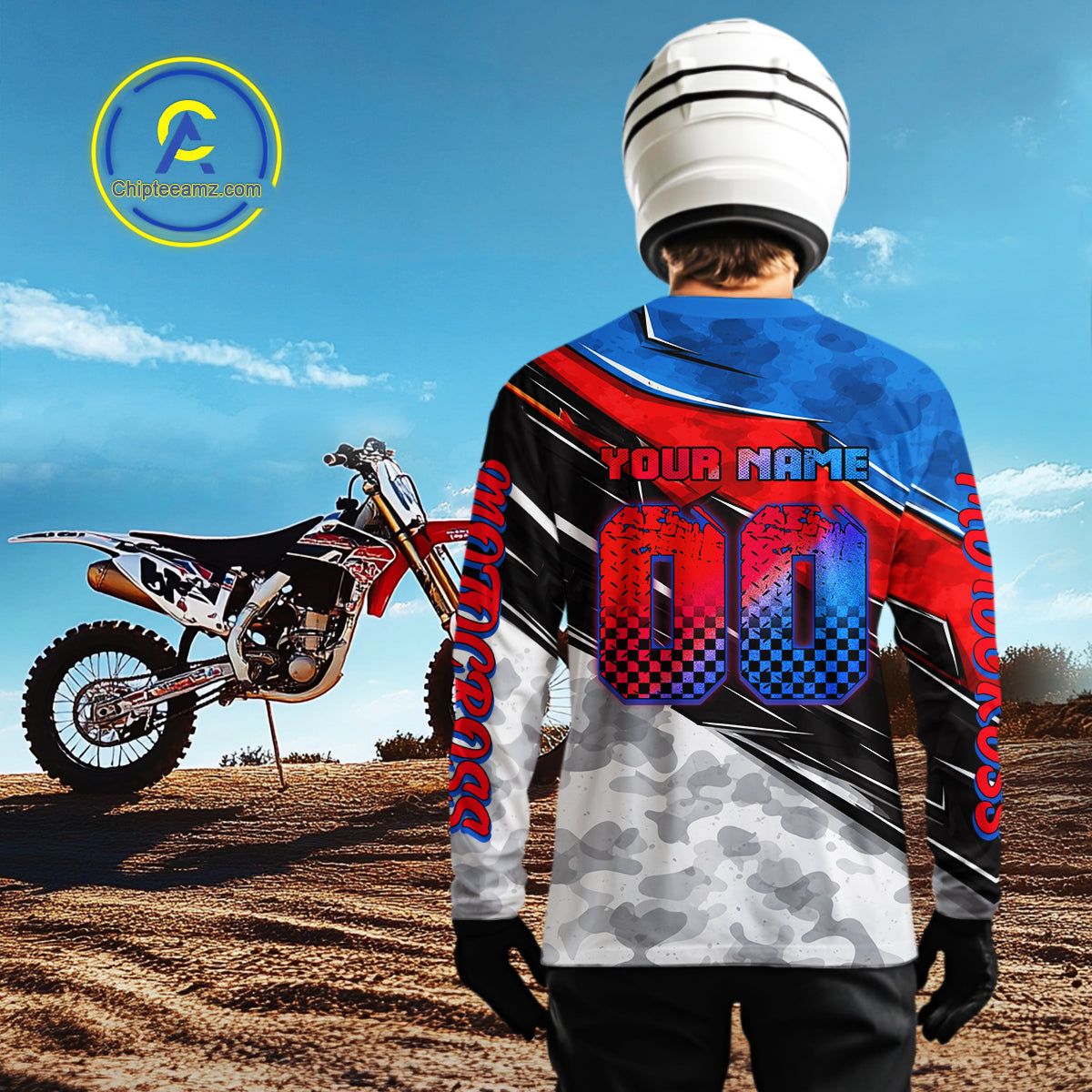 Blue and Red Motocross Jersey Custom Dirt Bike Shirts Riding Shirt