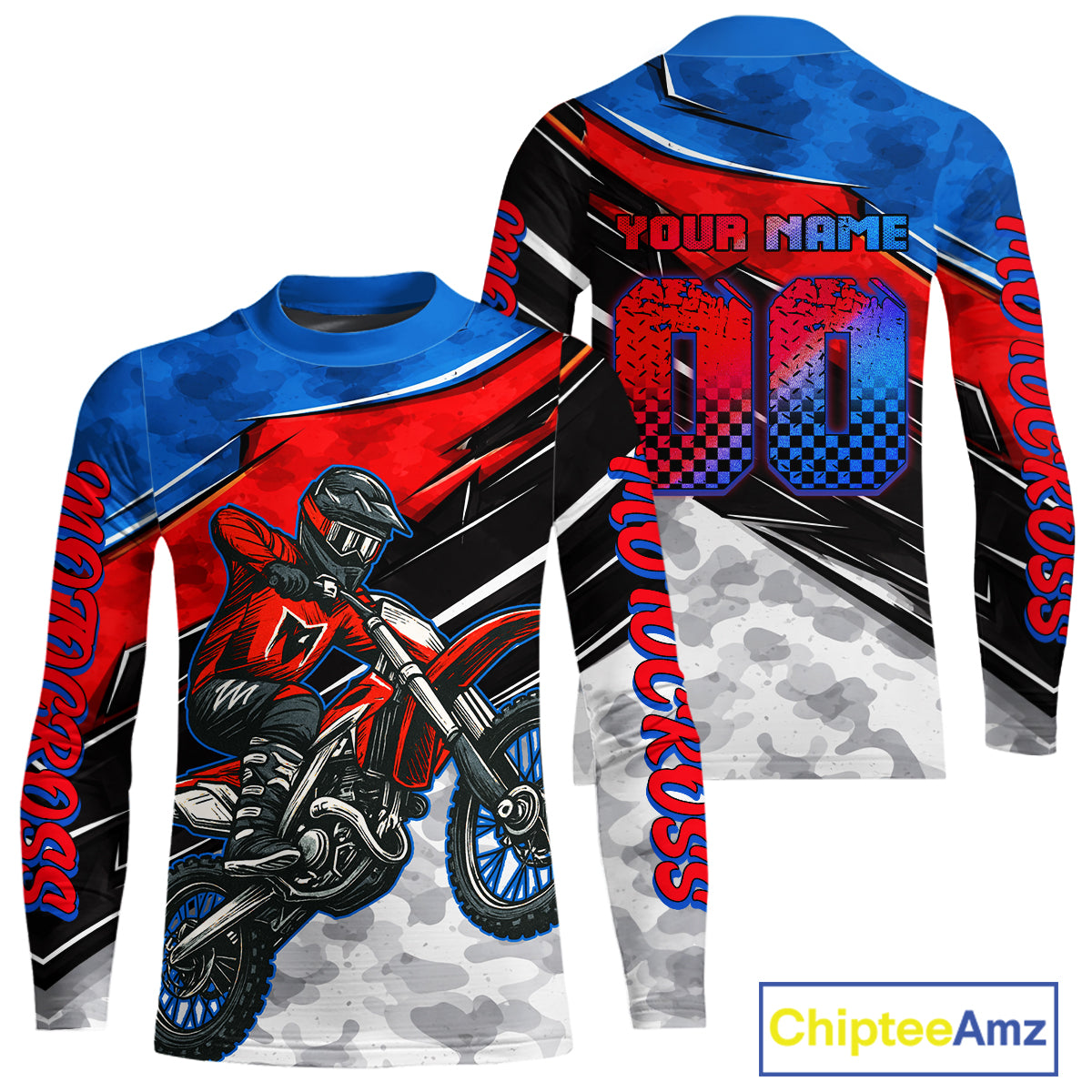 Blue and Red Motocross Jersey Custom Dirt Bike Shirts Riding Shirt