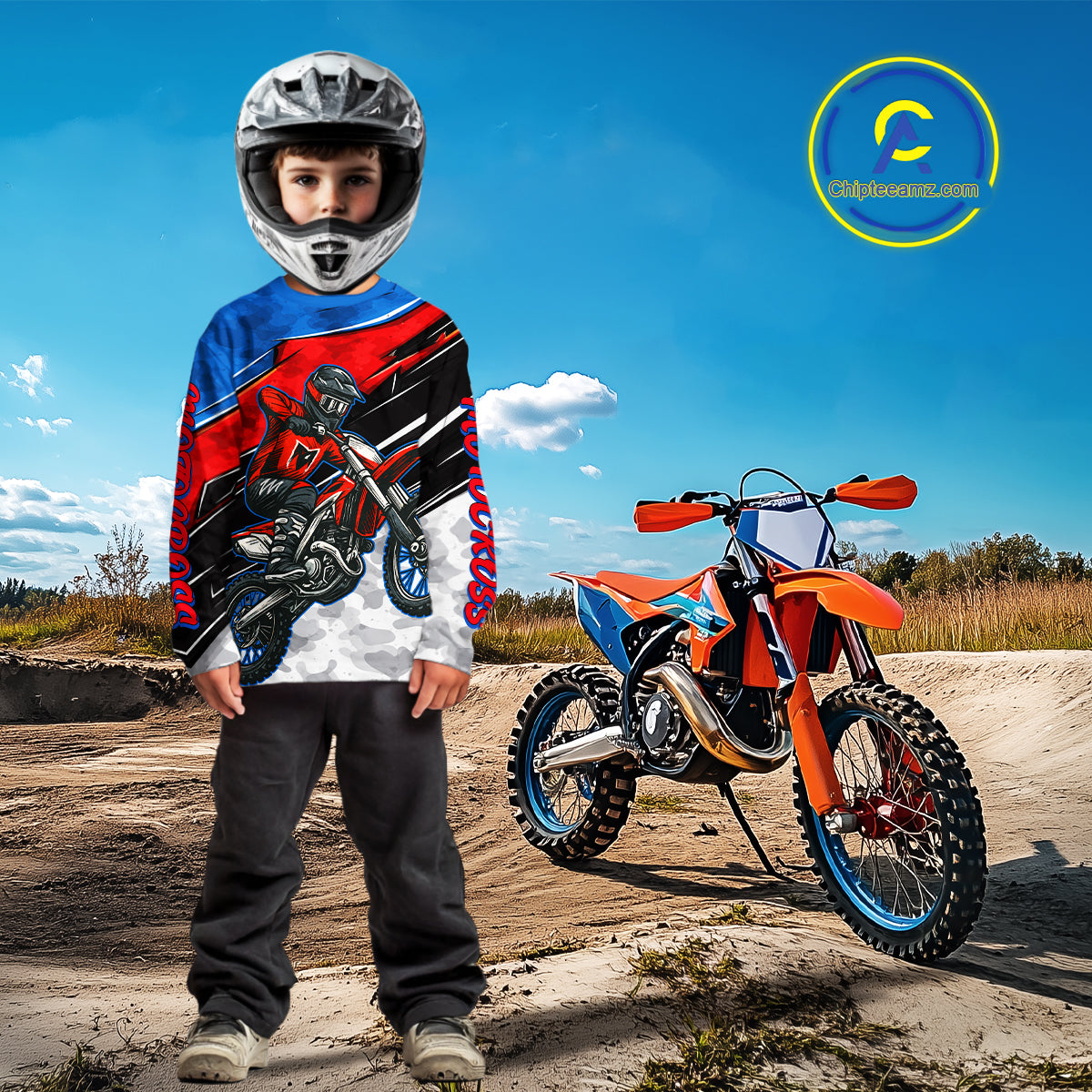 Blue and Red Motocross Jersey Custom Dirt Bike Shirts Riding Shirt