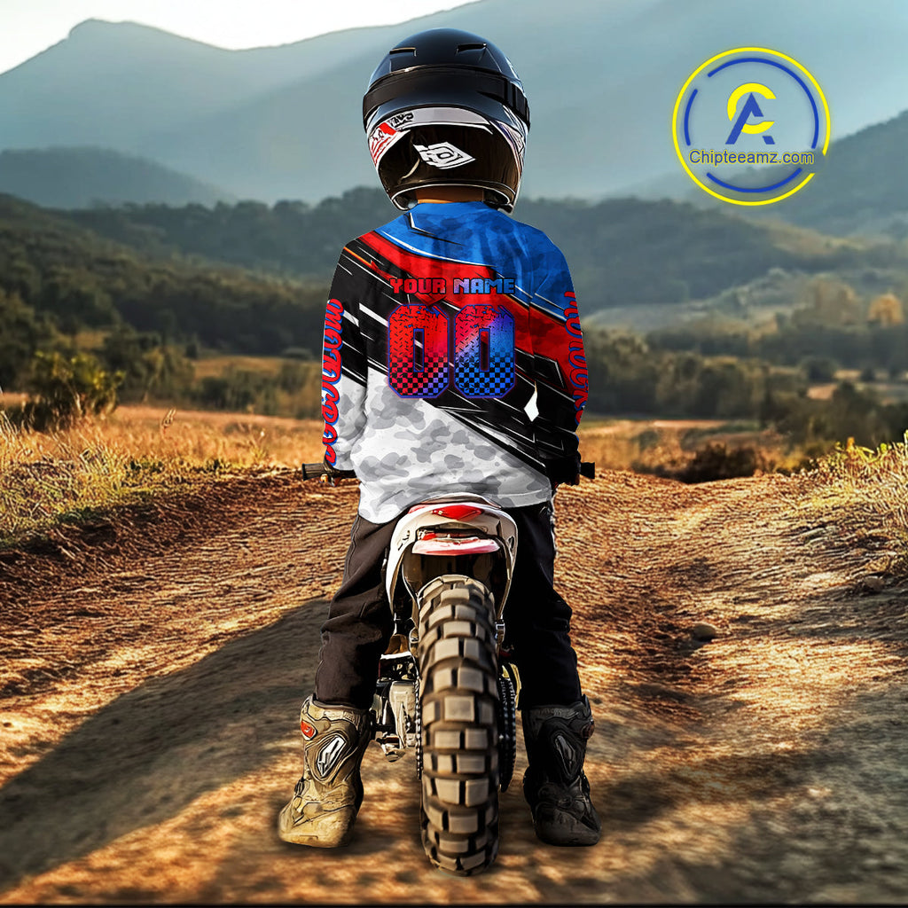 Blue and Red Motocross Jersey Custom Dirt Bike Shirts Riding Shirt
