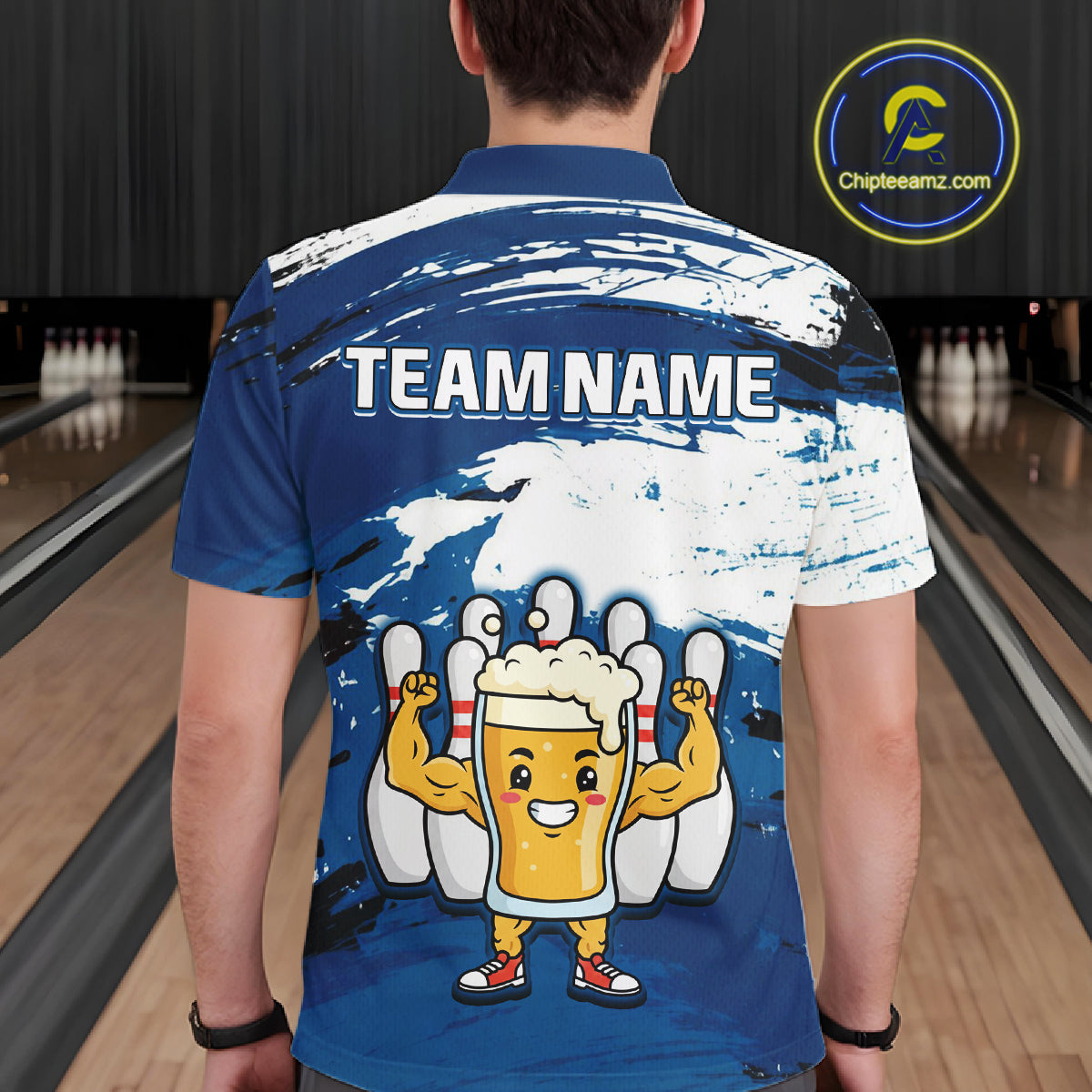 Blue Funny Beer Bowling Shirts Team Bowling Polo&1/4 Zip Bowl League