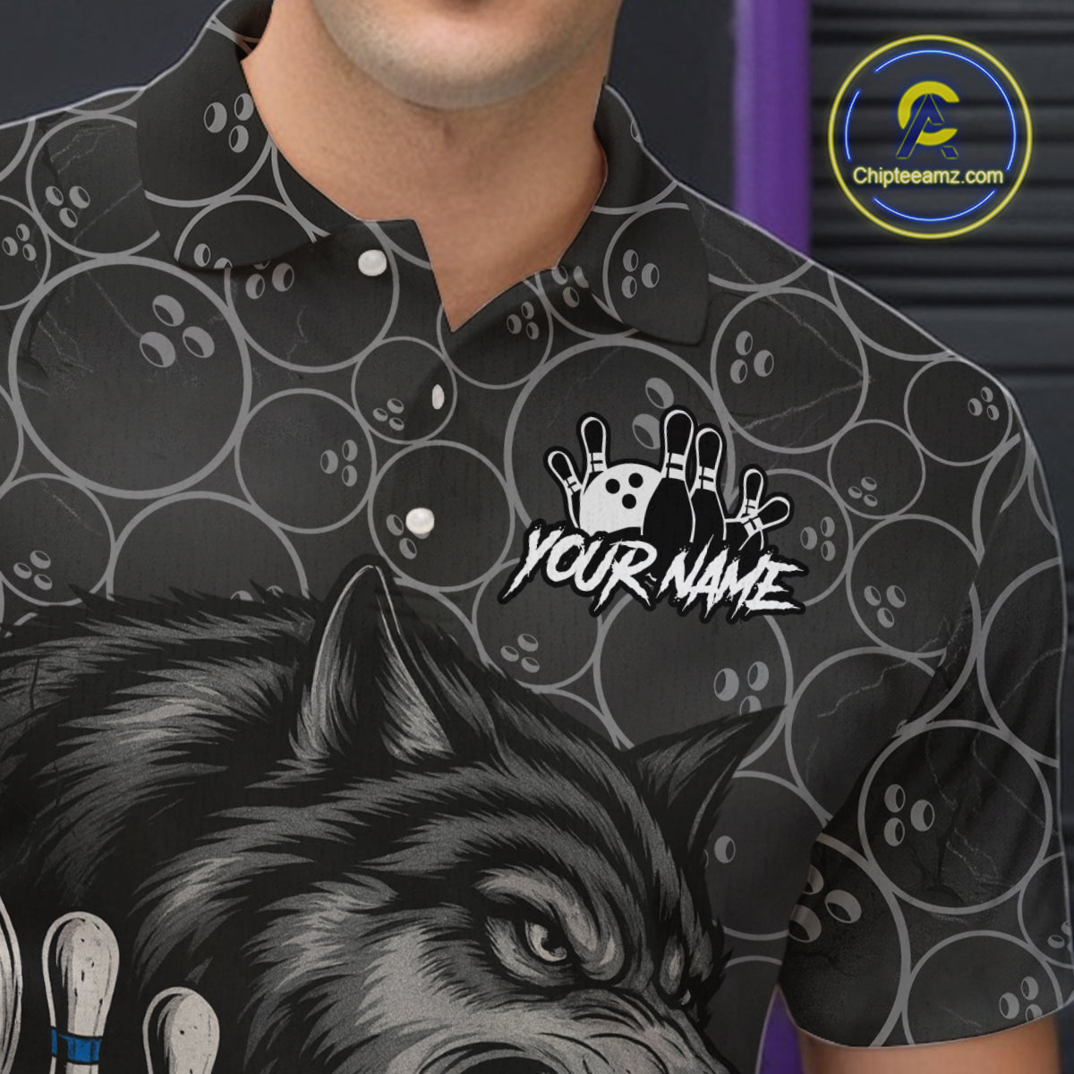 Gray Wolf Bowling Shirts for Team Wolf Bowling Jerseys Custom