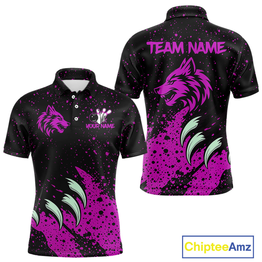 Pink Wolf Bowling Shirts for Team Custom Bowling Jerseys for Bowlers