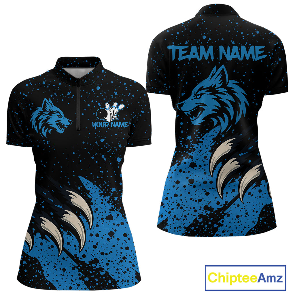 Blue Wolf Bowling Shirts for Team Custom Bowling Jerseys for Bowlers