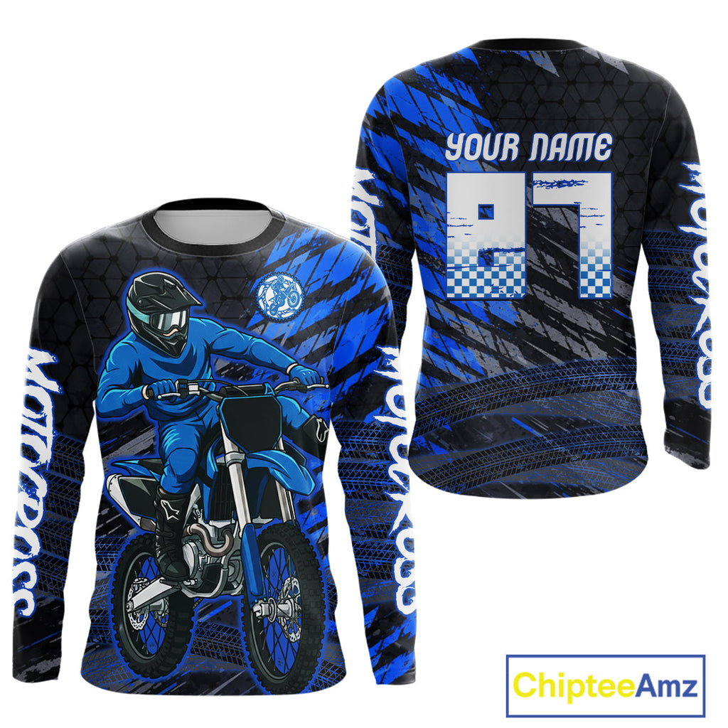 Blue Motocross Racing Jersey Custom Dirt Bike Shirts Motorcycle Shirt