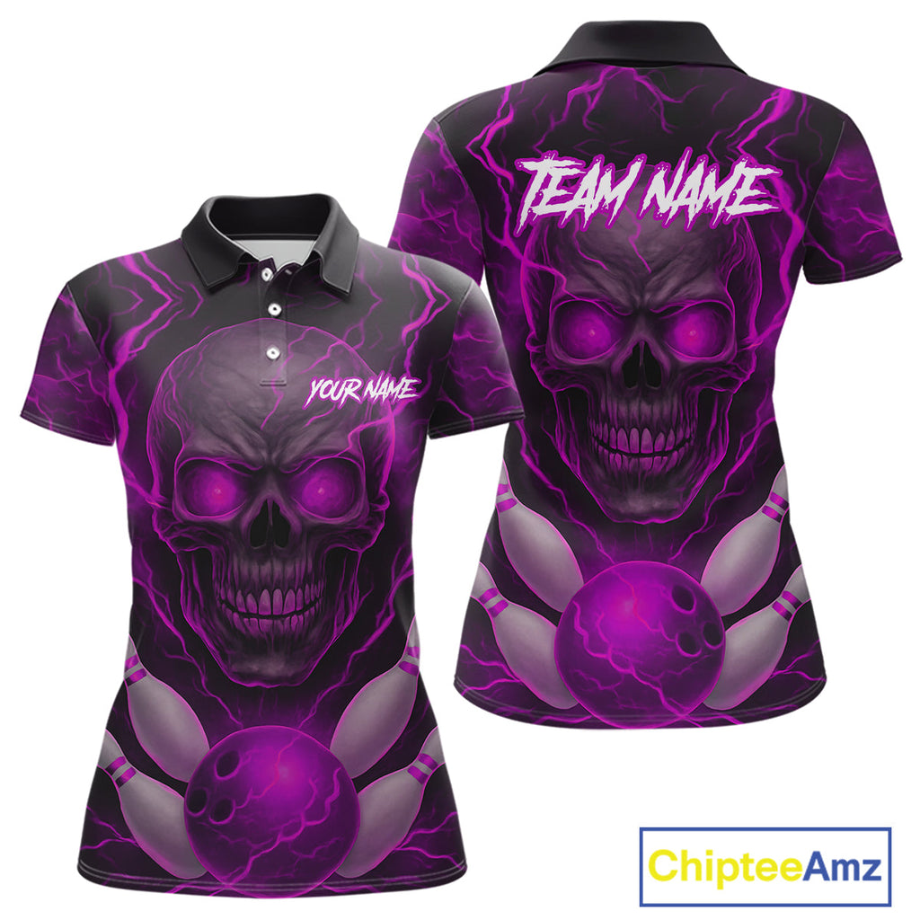 Pink Bowling Shirts for Team Custom Skull Bowling Jerseys for Couples