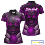 Pink Bowling Shirts for Team Custom Skull Bowling Jerseys for Couples