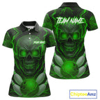 Green Bowling Shirts for Team Custom Skull Bowling Jerseys for Couples
