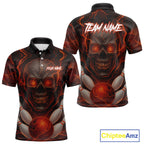 Orange Bowling Shirts for Team Custom Skull Bowling Jerseys for Couples