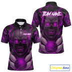 Pink Bowling Shirts for Team Custom Skull Bowling Jerseys for Couples