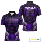 Purple Bowling Shirts for Team Custom Skull Bowling Jerseys for Couples